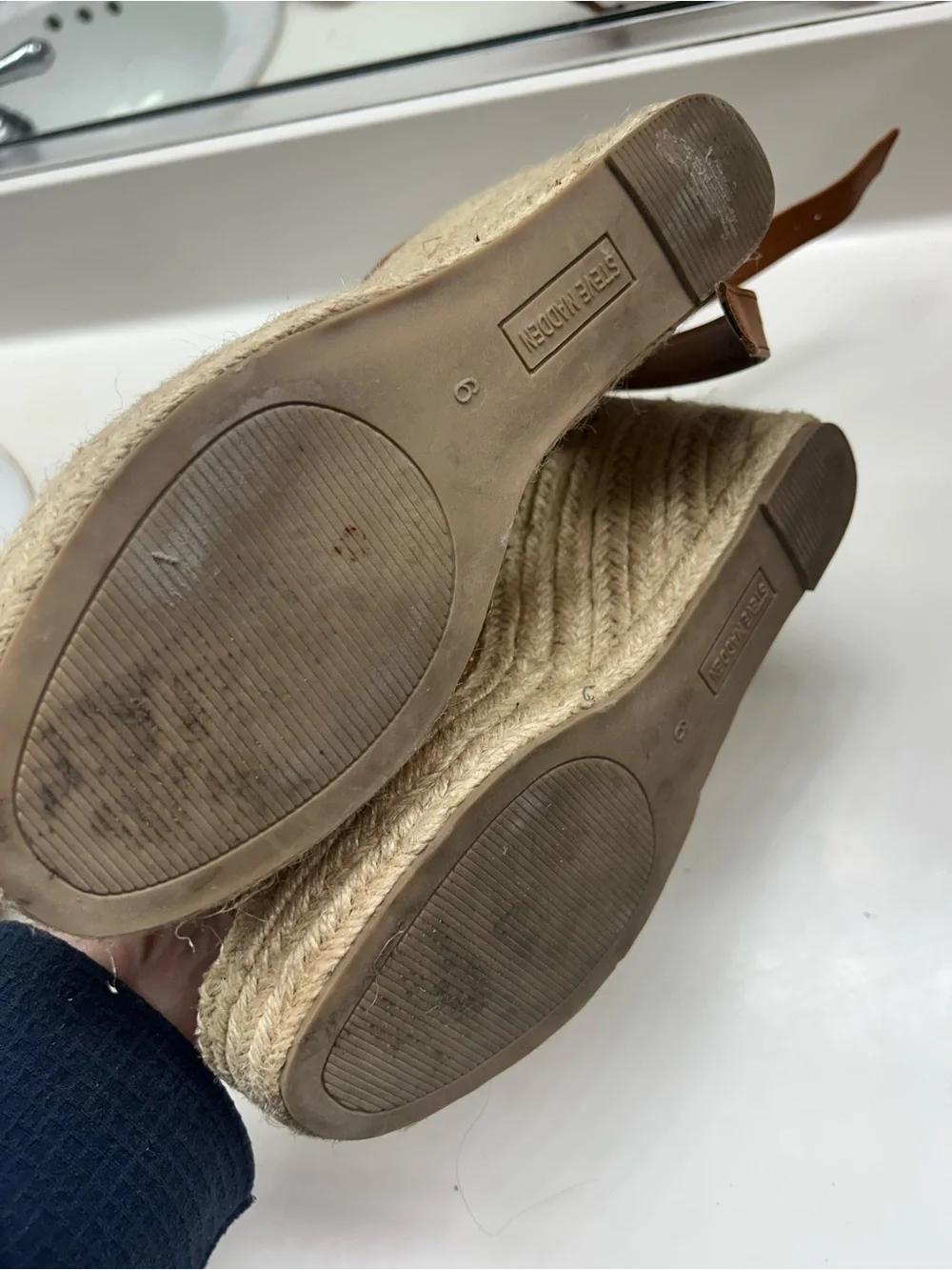 Steve Madden Camel Espadrille Wedge Sandals with Ankle Strap